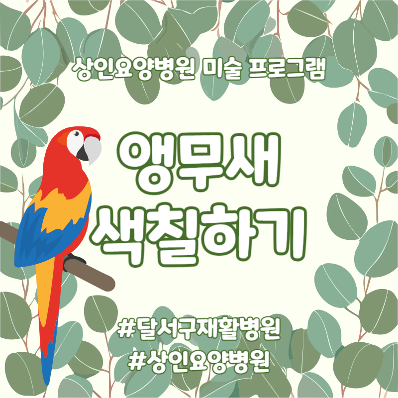 달서구재활병원 상인요양병원 미술프로그램 앵무새색칠하기